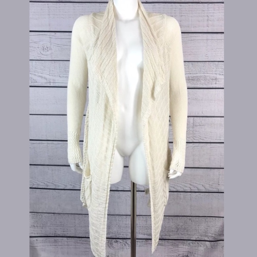Anthro Macrame cream sweater